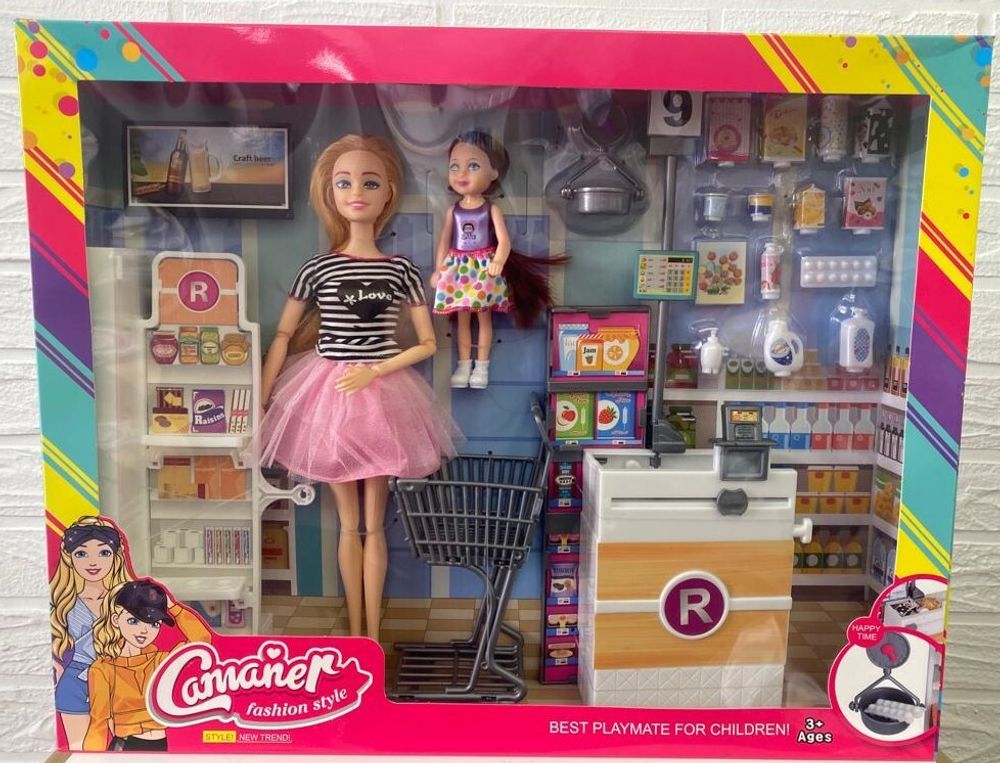 Кукла Camaner с дочкой в магазине с кассой