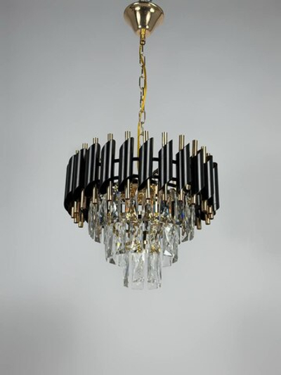 Люстра подвесная Lanbos, 5 ламп Е14, 200 Вт, до 12 кв м, черная+золото