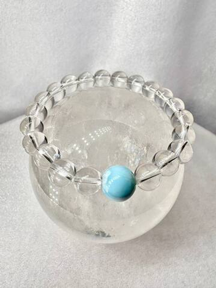 Браслет из Горного Хрусталя с бусиной Ларимара