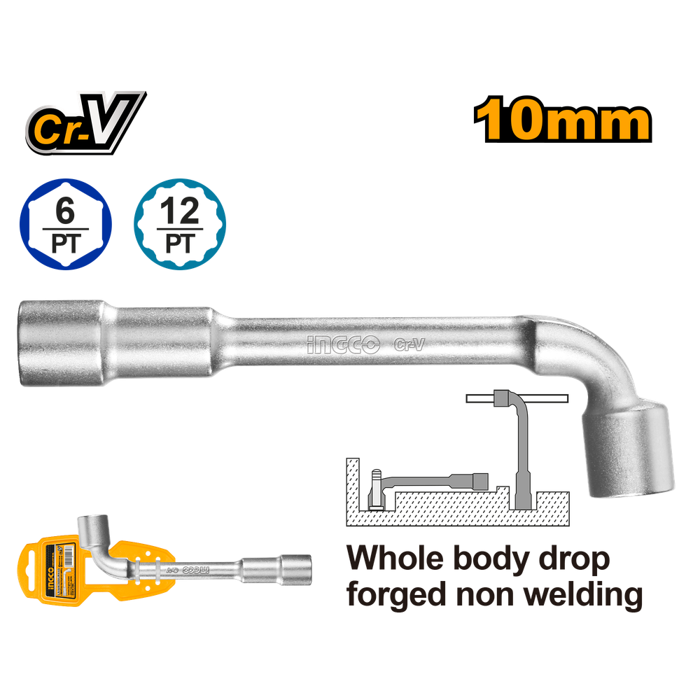 Ключ торцевой изогнутый INGCO HWL1008 INDUSTRIAL 10 мм