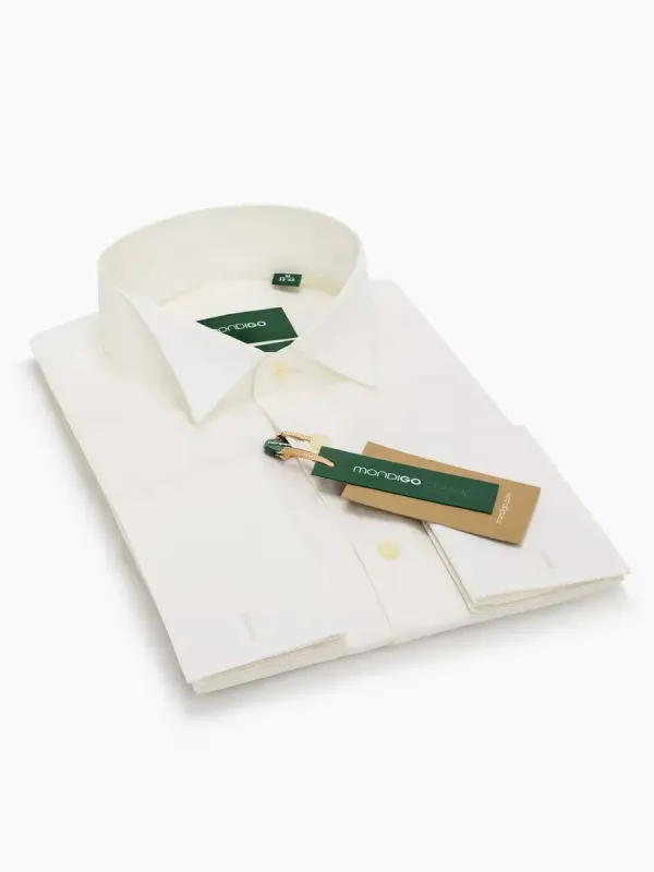 Рубашка под бабочку и запонки приталенная SLIM FIT, молочная