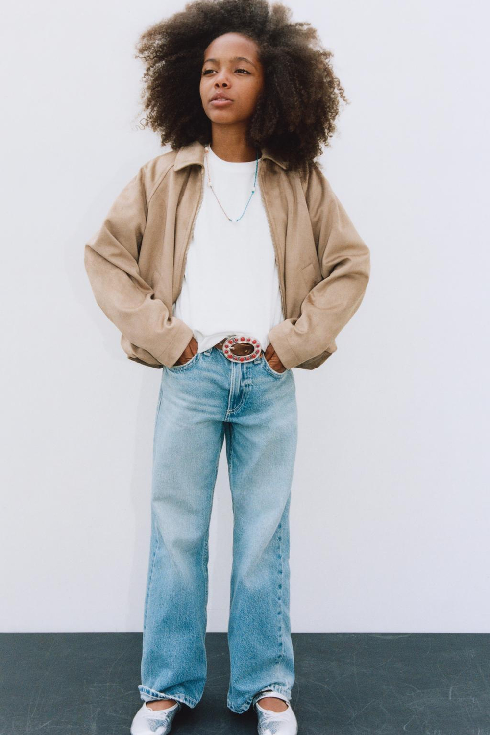 ZARA КУРТКА ИЗ ИСКУССТВЕННОЙ ЗАМШИ, ПЕСОЧНЫЙ