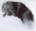 Серебристая анальная пробка с пушистым хвостом (Цвет: серебристый)