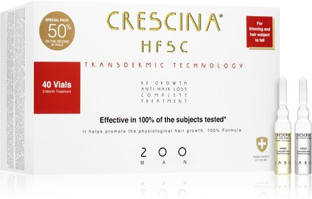 Crescina Transdermic 200 Re-Growth and Anti-Hair Loss - уход, который поддерживает рост волос и предотвращает выпадение волос для мужчин /   40x3,5  ml  / GTIN 8051417892612