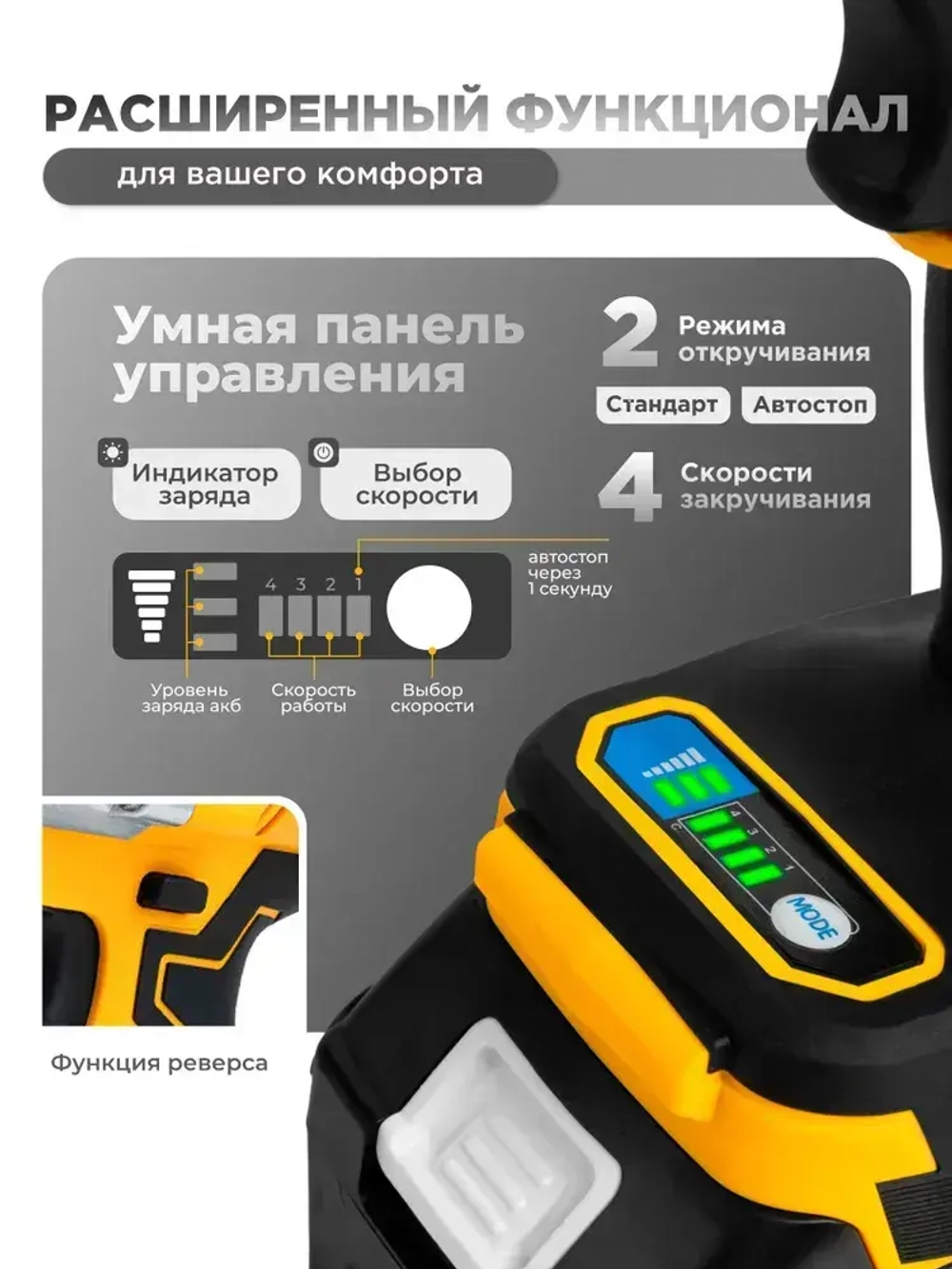 Гайковерт аккумуляторный HORDER HW-2000-Li2 PRO бесщеточный ударный в кейсе с набором оснастки 1800 Нм, 2 аккумулятора 24 В 6 Ач