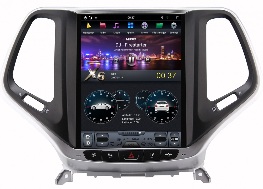 Магнитола для Jeep Cherokee 2014-2023 - Carmedia ZF-1018G-GE вертикальный экран 10.1" в стиле "Тесла" на Android 13, 8/128Гб, CarPlay, 4G SIM-слот