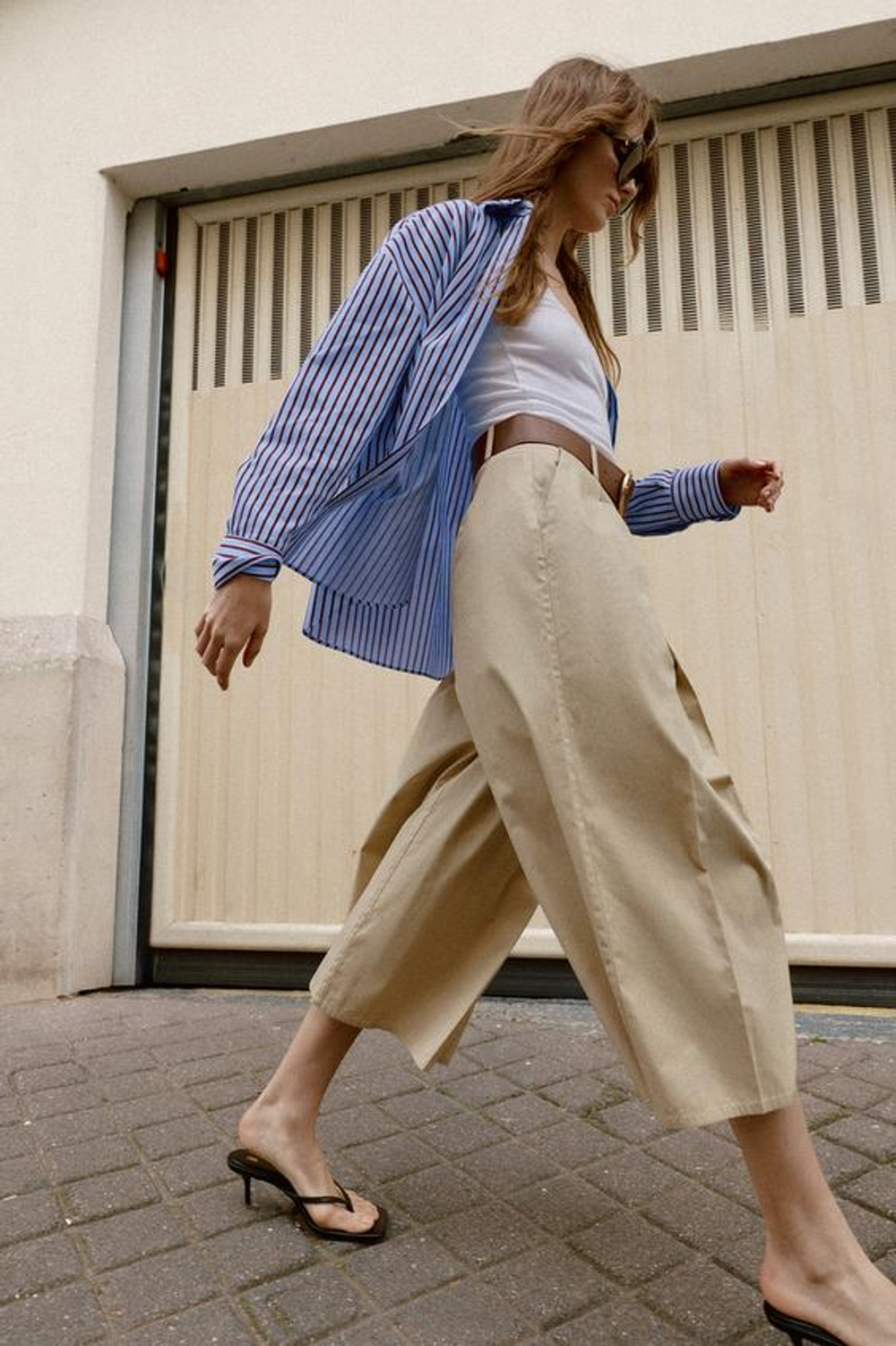 ZARA БРЮКИ-КЮЛОТЫ С РЕМНЕМ, МЯГКИЙ КАШТАНОВЫЙ