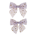 Бант на ёлку "Звездопад" 15*15см. (набор 2 шт.) Белый/золото (Серпантин)