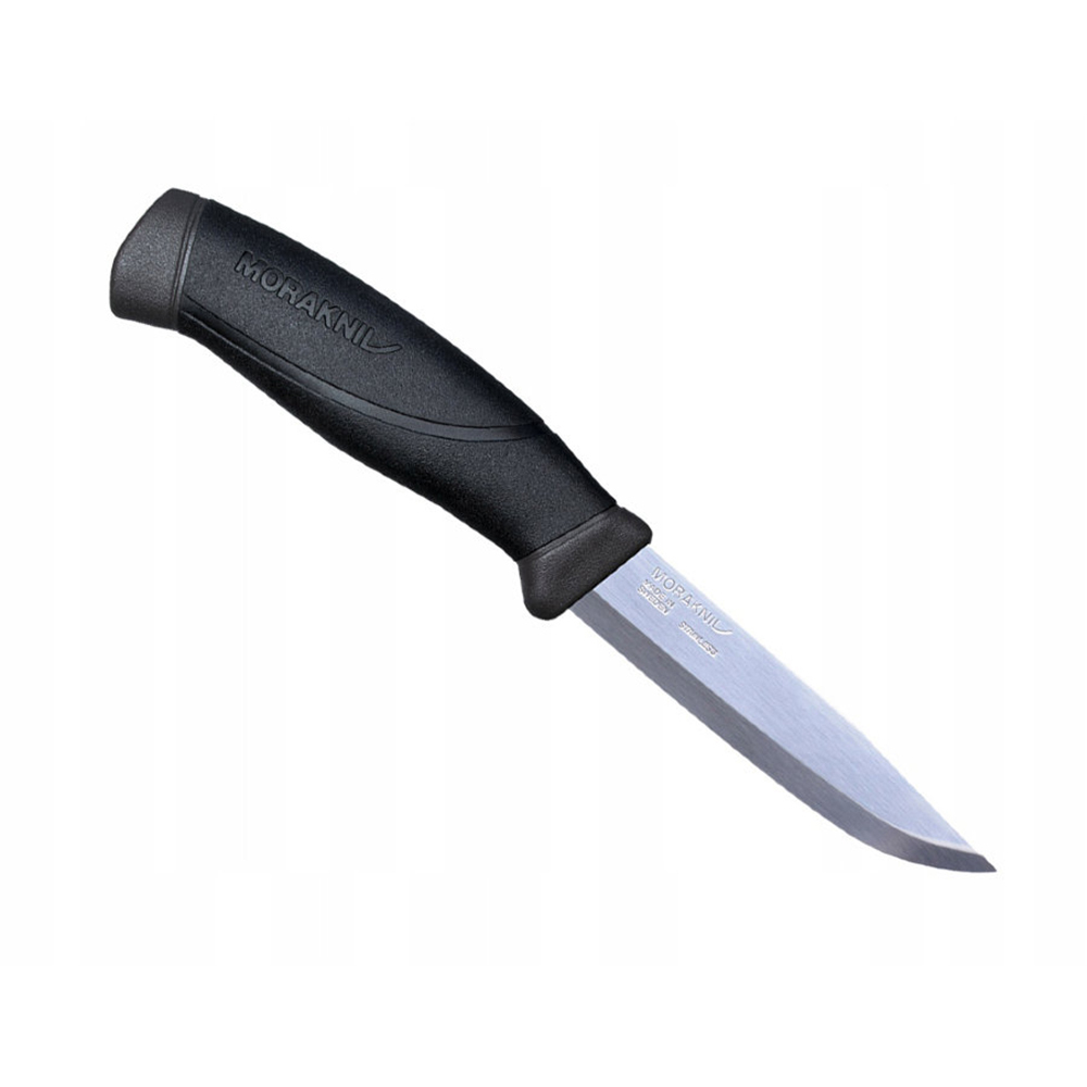 Нож Morakniv Companion Anthracite, нержавеющая сталь,прорезиненная рукоять с черными накладкам