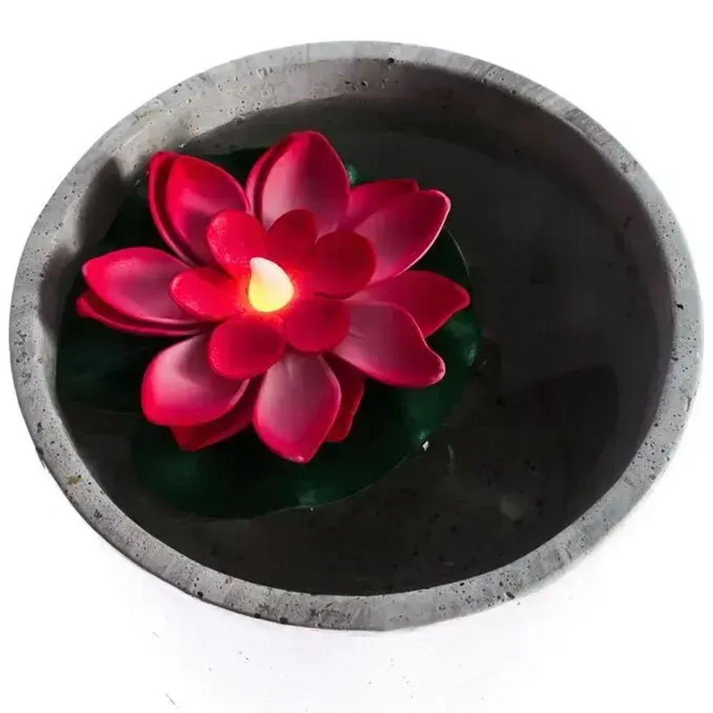 Декоративная фигурка садовая для водоемов КУВШИНКИ для пруда с подсветкой НАБОР 3 штуки, светящаяся от контакта с водой, диаметр 10 см, кувшинка в пруд плавающая ЛОТОС, ЛИЛИЯ 3 разных цвета