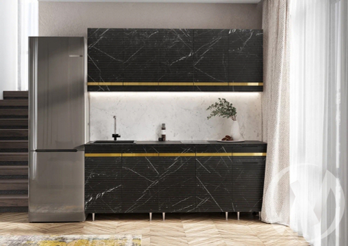 Кухня Милена 2;0м (белый/мрамор блэк софт/антарес)