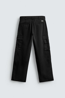 ZARA БРЮКИ-КАРГО STRAIGHT FIT, ЧЕРНЫЙ