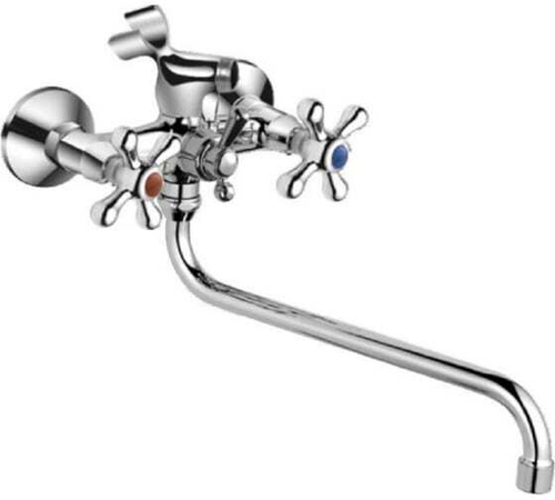 T5023С Cмеситель для ванны OUTE   двухвентильный, с круглым изливом S- нос 30 см1/2 м/к  хром