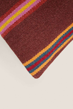 ZARA HOME ЧЕХОЛ НА ПОДУШКУ ИЗ ШЕРСТИ В ПОЛОСКУ, ТЕМНО-КАШТАНОВЫЙ