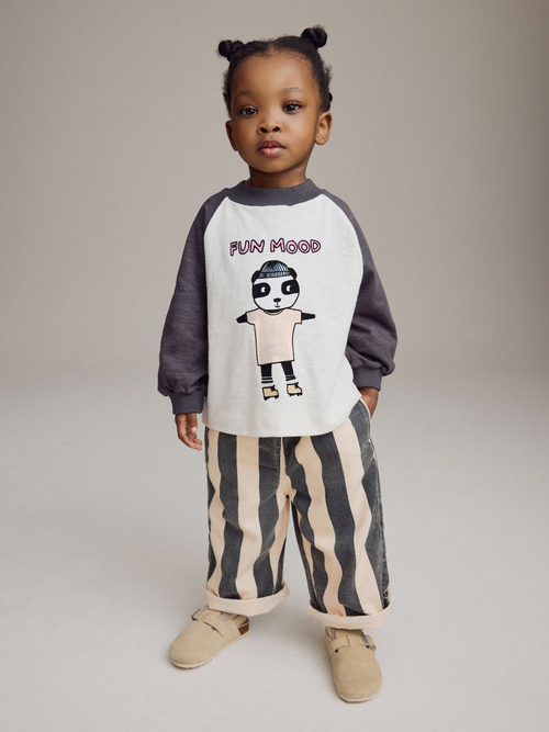 Брюки широкие для девочки Next N79-913, Серый, Молочный