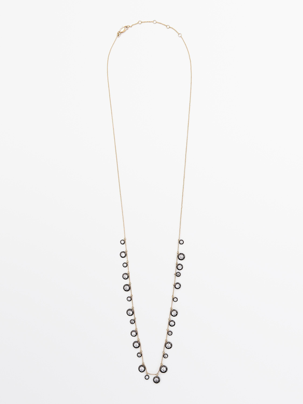 Massimo Dutti Ожерелье со стразами в винтажном стиле, золотистый