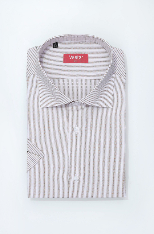 Сорочка мужская VESTER короткий рукав, цвет серый в полоску 72915 22