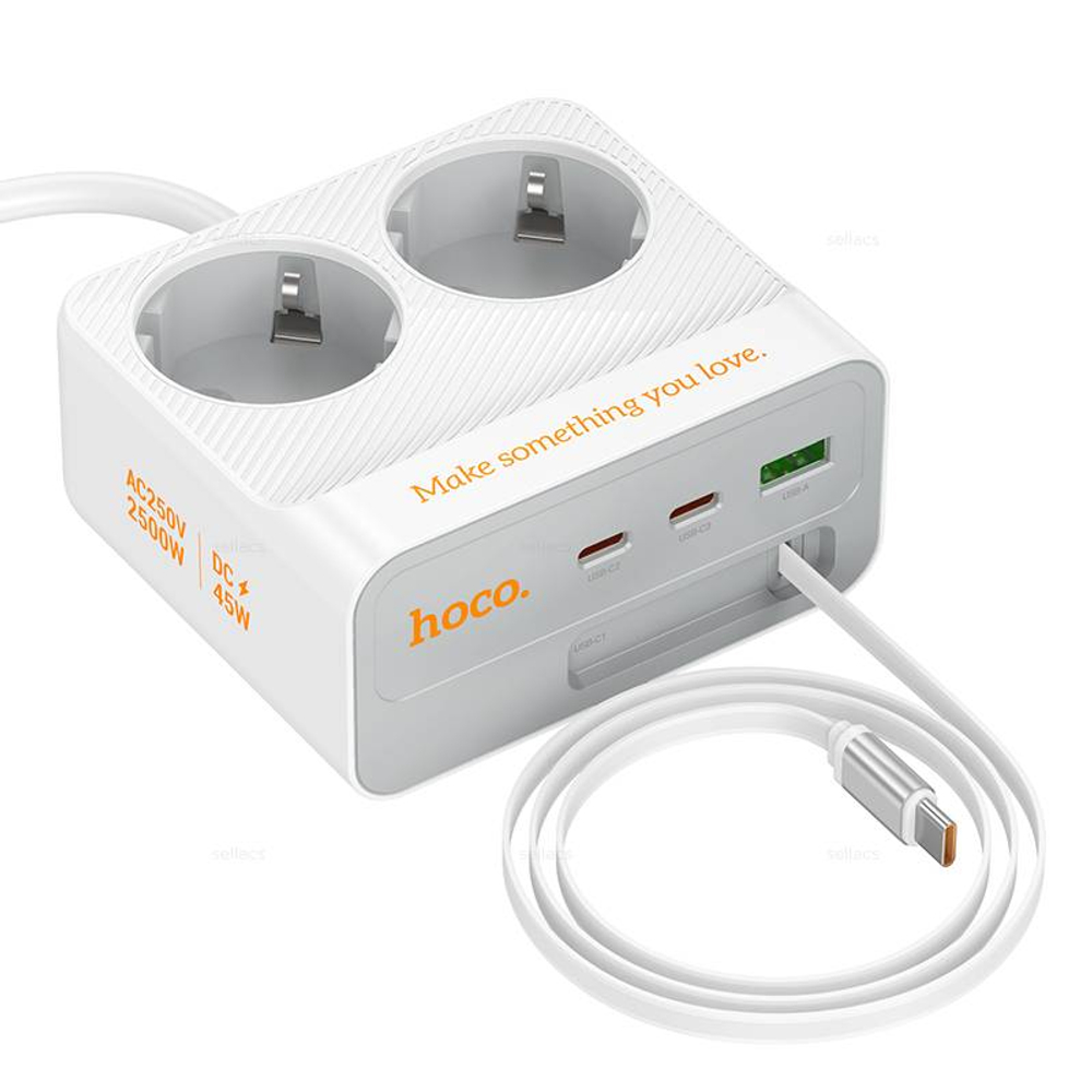 AC28 Descanso (PD45W/2C1A) зарядное устройство с 2 розетками 2m (white)