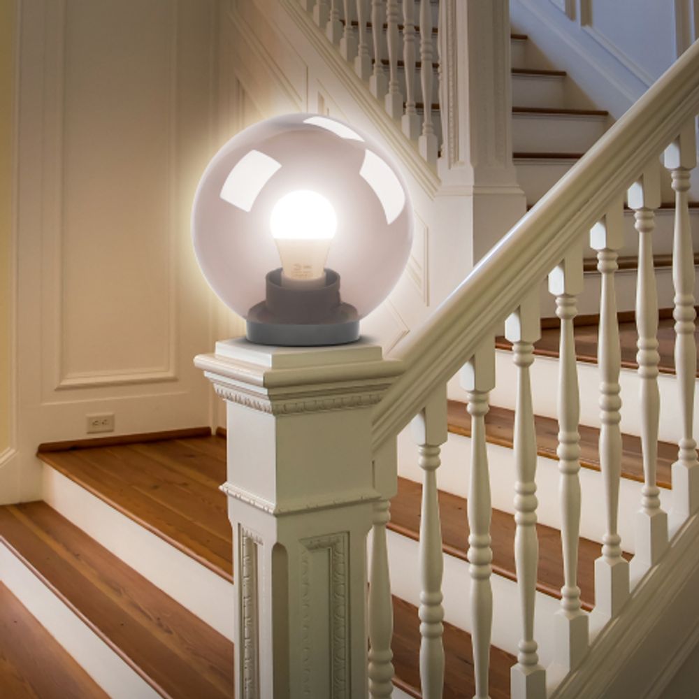 Садово-парковый светильник ЭРА НТУ 01-100-305 шар дымчатый на опору / кронштейн IP44 Е27 max100Вт d300mm | Садово-парковые светильники