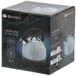 Чайник нерж, 3 л, свист, ручк с силик покр, Daniks, индукц, сер, MSY-074