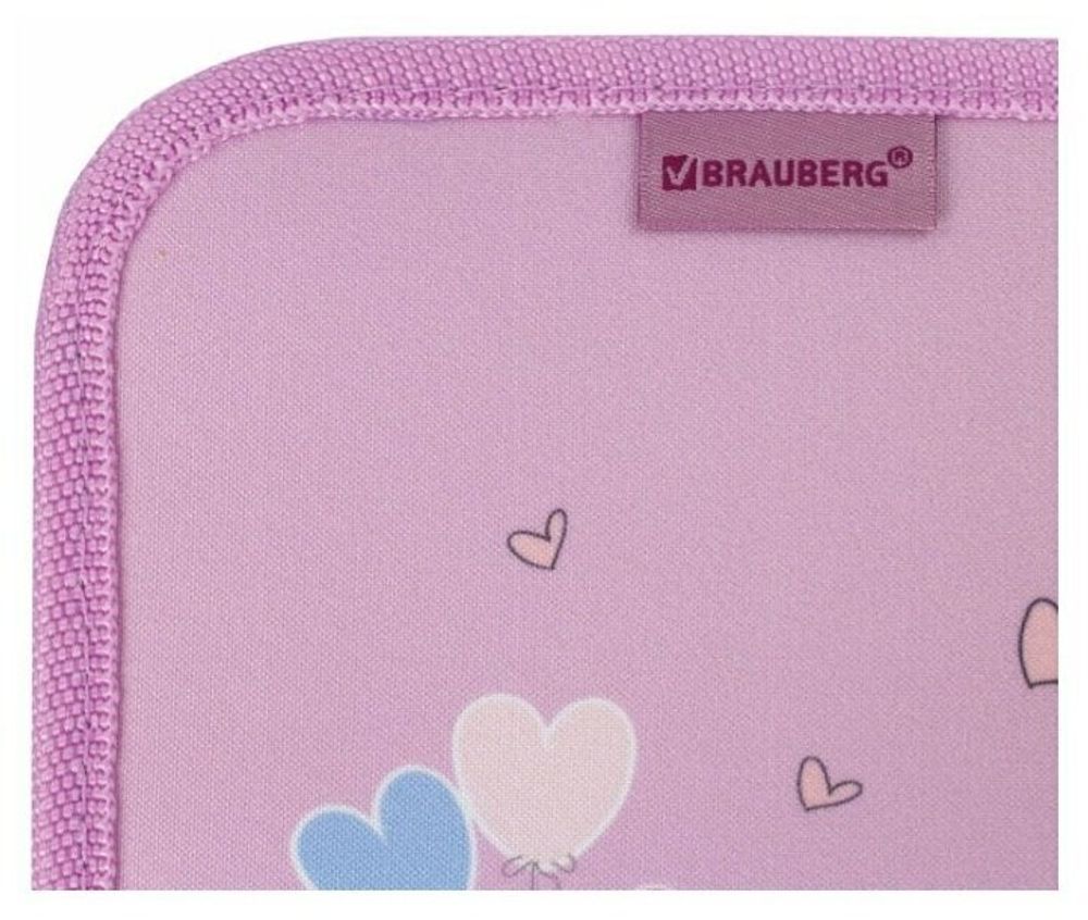 Пенал BRAUBERG, 1 отделение, 2 откидные планки, ткань, 20х14 см, "Glam Girl", 229287