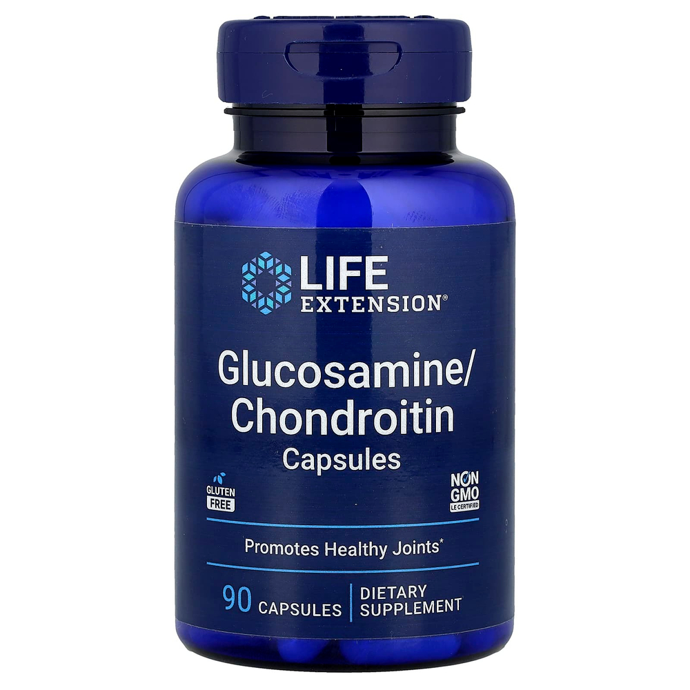 Life Extension, капсулы с глюкозамином и хондроитином, 90 капсул