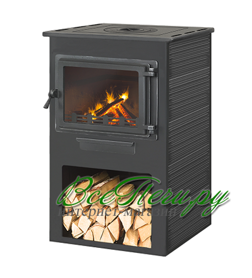 Камин Этна Панорама с плитой антрацит