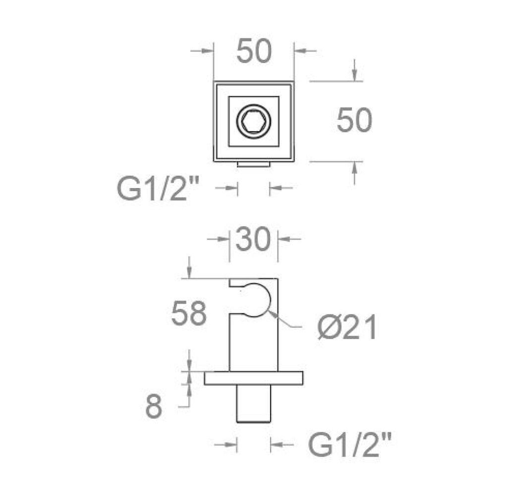 Держатель лейки встраиваемый квадратный 4798NM чёрный
