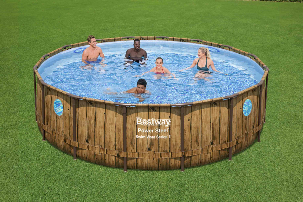 Каркасный бассейн Bestway 488х122 см + фильтр-насос 5678 л/ч, тент, лестница (56725 BW)