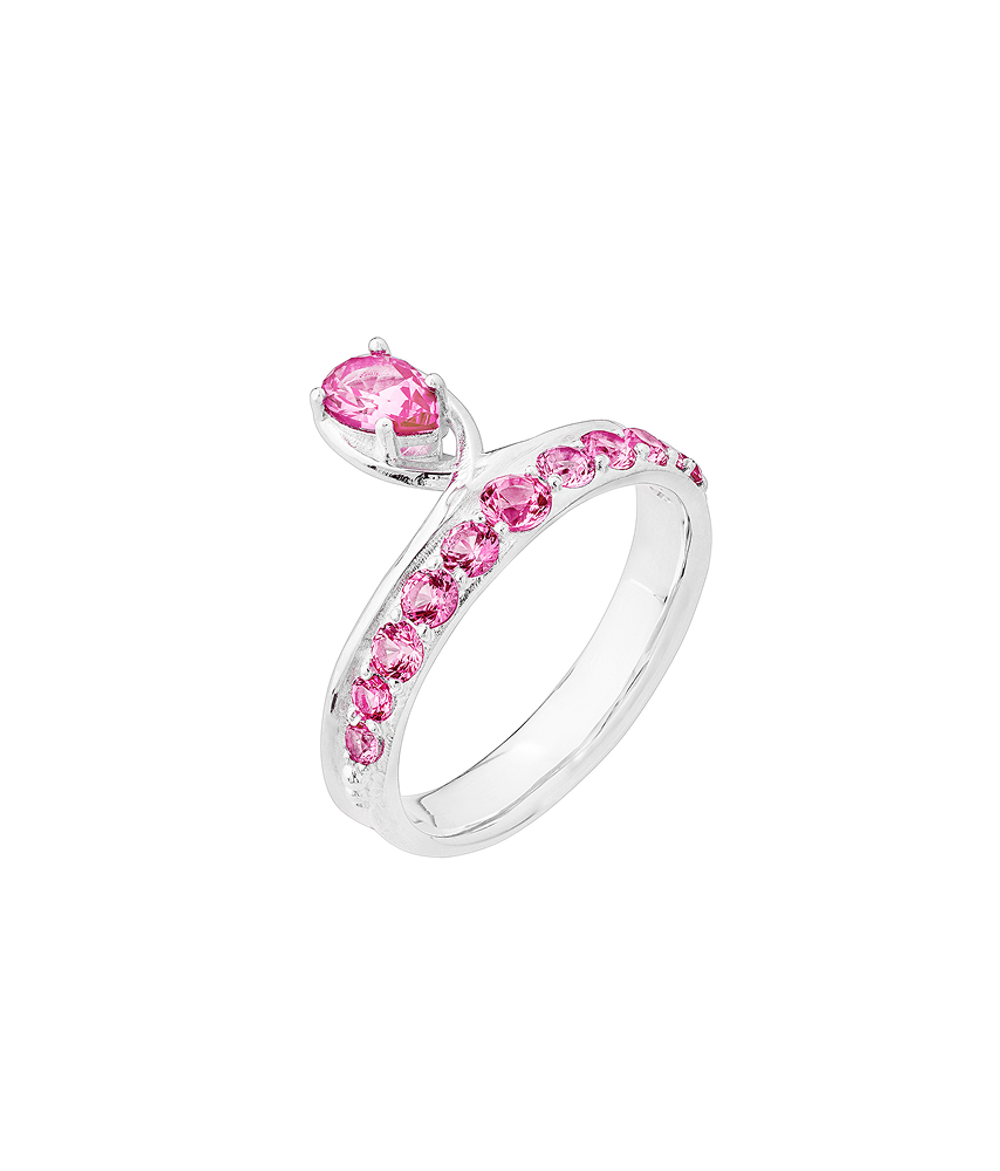 Кольцо из серебра со вставками из розовых фианитов