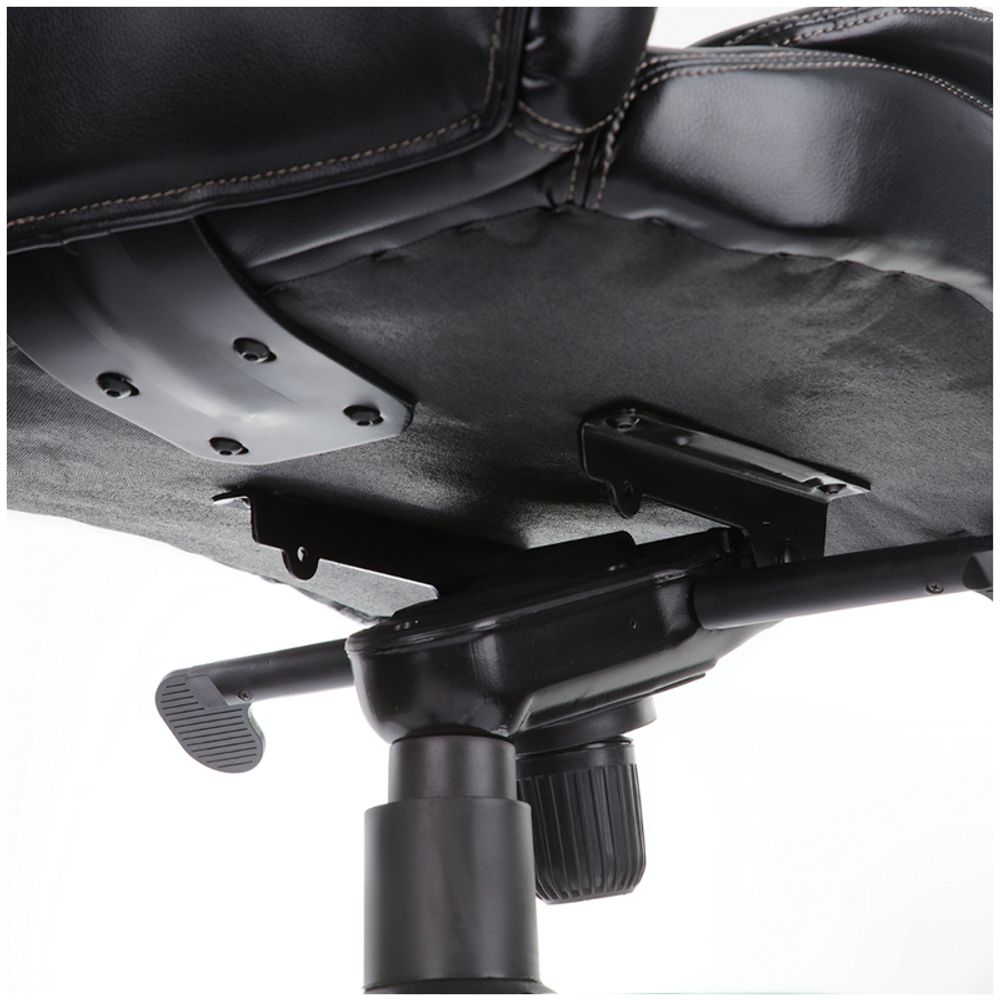 Кресло руководителя Helmi HL-ES07 "Resolution" повыш. прочн., экокожа черн, мультибл, хром, до 150кг