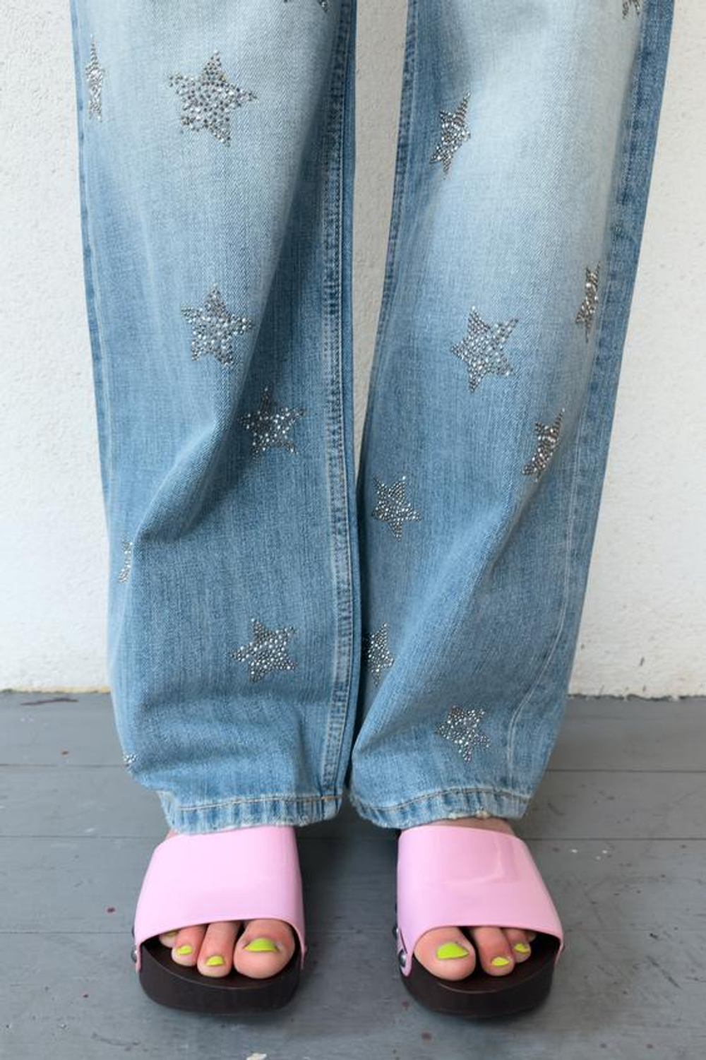 ZARA ДЖИНСЫ TRF WIDE-LEG С НИЗКОЙ ПОСАДКОЙ И СТРАЗАМИ, СИНИЙ