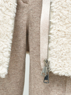 Шуба женская из шерсти мериноса чебурашка тедди, белая, SilverFox