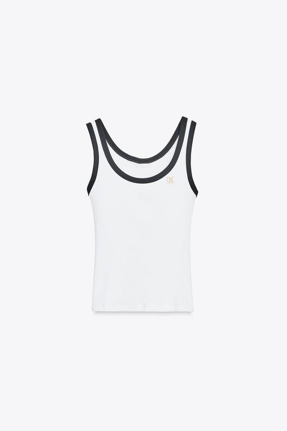 ZARA ТОП С ОТДЕЛКОЙ И БРОШЬЮ, БЕЛЫЙ