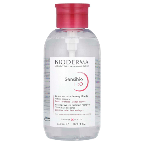 Bioderma, Sensibio H2O, мицеллярная вода для снятия макияжа, помпа, 500 мл (16,9 жидк. унц.)