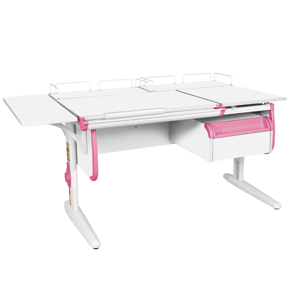 Растущая парта с навесной тумбой, задними и боковой полками Дэми СУТ 25-05-Б1 (1500×880 мм)