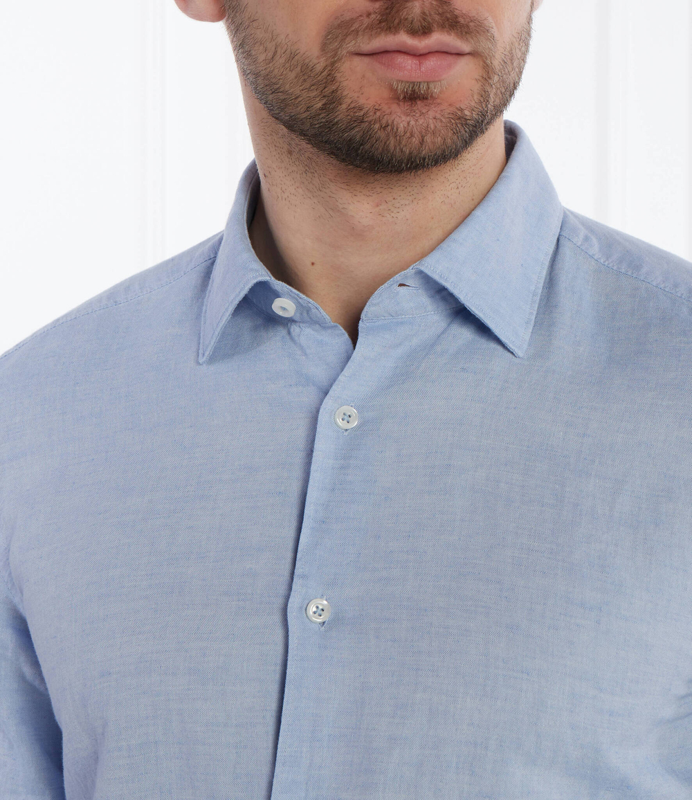 Льняная рубашка C-HAL-kent-C4-232 BOSS BLACK - голубой(50513661)