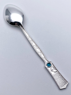 Ложка  из серебра/Чернение/Ангел-Хранитель/Со вставкой из фианитов