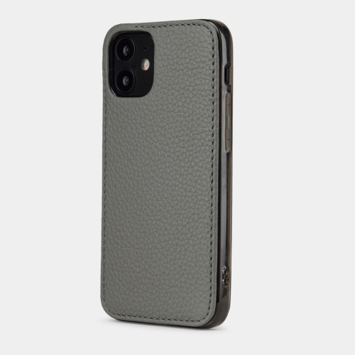 Чехол-накладка для iPhone 12 Mini из натуральной кожи теленка, стального цвета