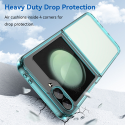 Двухкомпонентный чехол для Samsung Galaxy Flip 6 5G, мягкий отклик кнопок, усиленные рамки бирюзового цвета