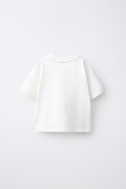 ZARA ФУТБОЛКА С ПРИНТОМ, БЕЛЫЙ