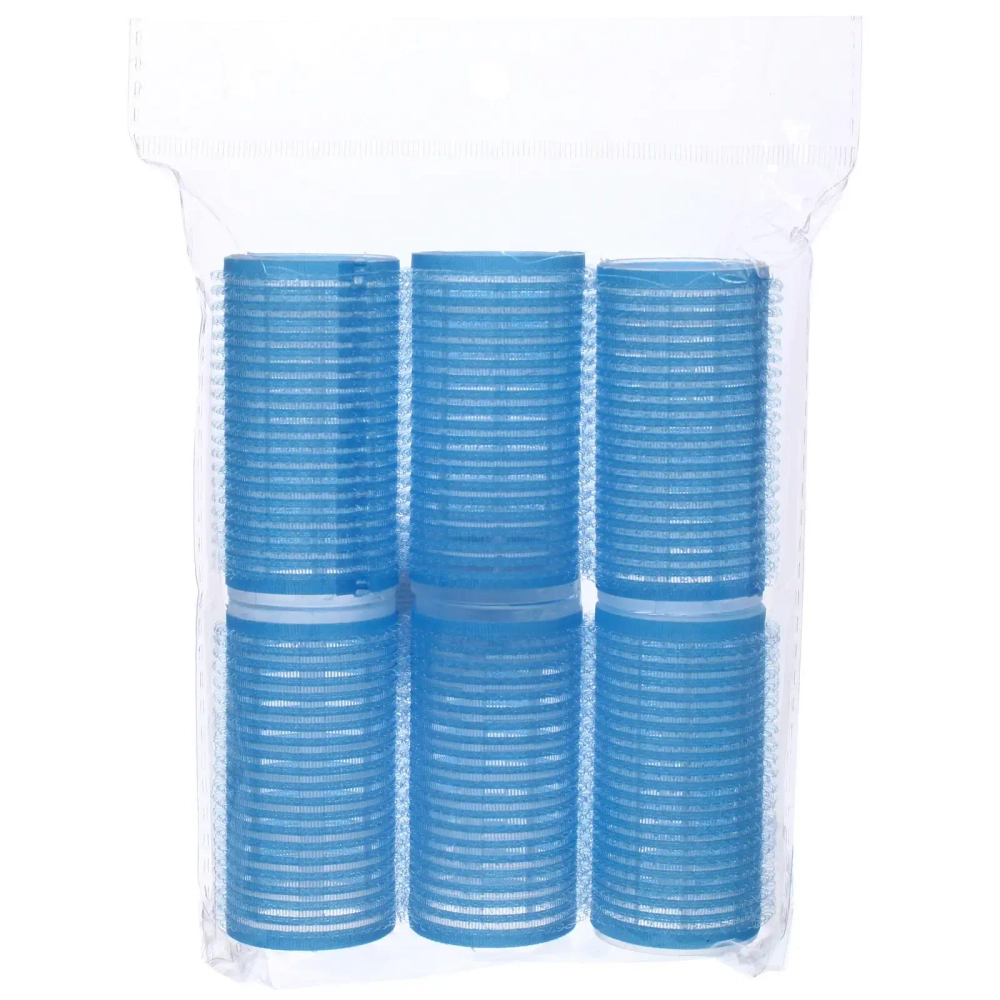 Бигуди липучки, 6шт., однотонные, цвет синий, d-3см