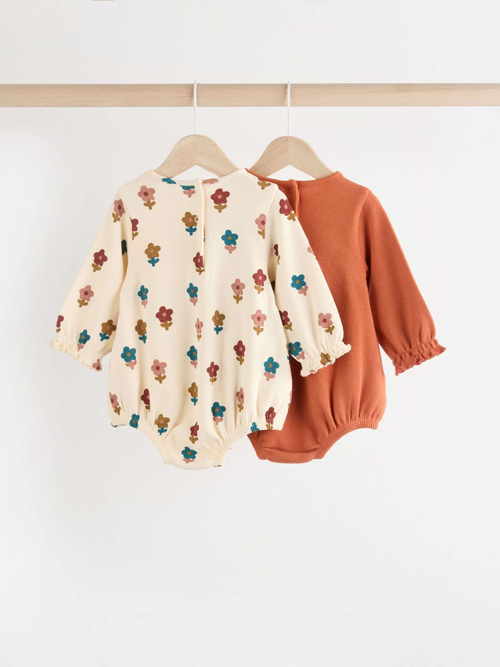 Боди с длинным рукавом для малышей Next 849-230, 2 шт., Светло-бежевый, Оранжевый