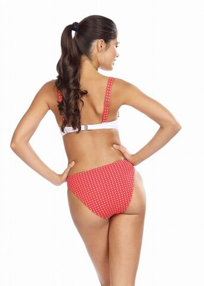 Раздельный купальник с элементами в горошек (Размер: 75B/38) (Цвет: красный с белым)