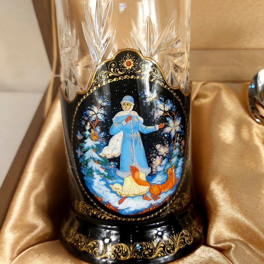 Чайный набор подстаканников (Ручная роспись Палех) №17