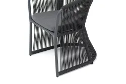 "Романо" стул плетеный из роупа, каркас алюминий темно-серый (RAL7024) муар, роуп темно-серый круглый, ткань темно-серая 027