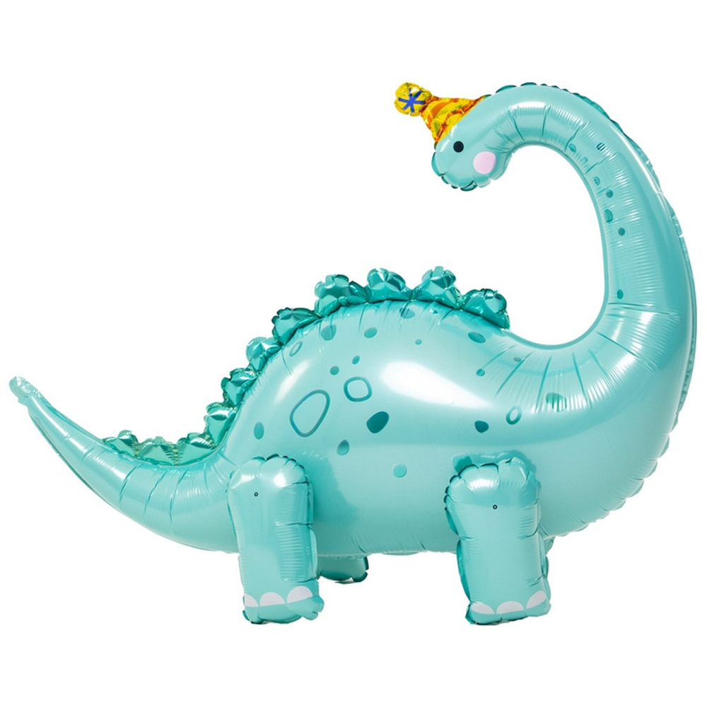 Шар Фольгированный Динозавр мятный в колпаке (Мятный)