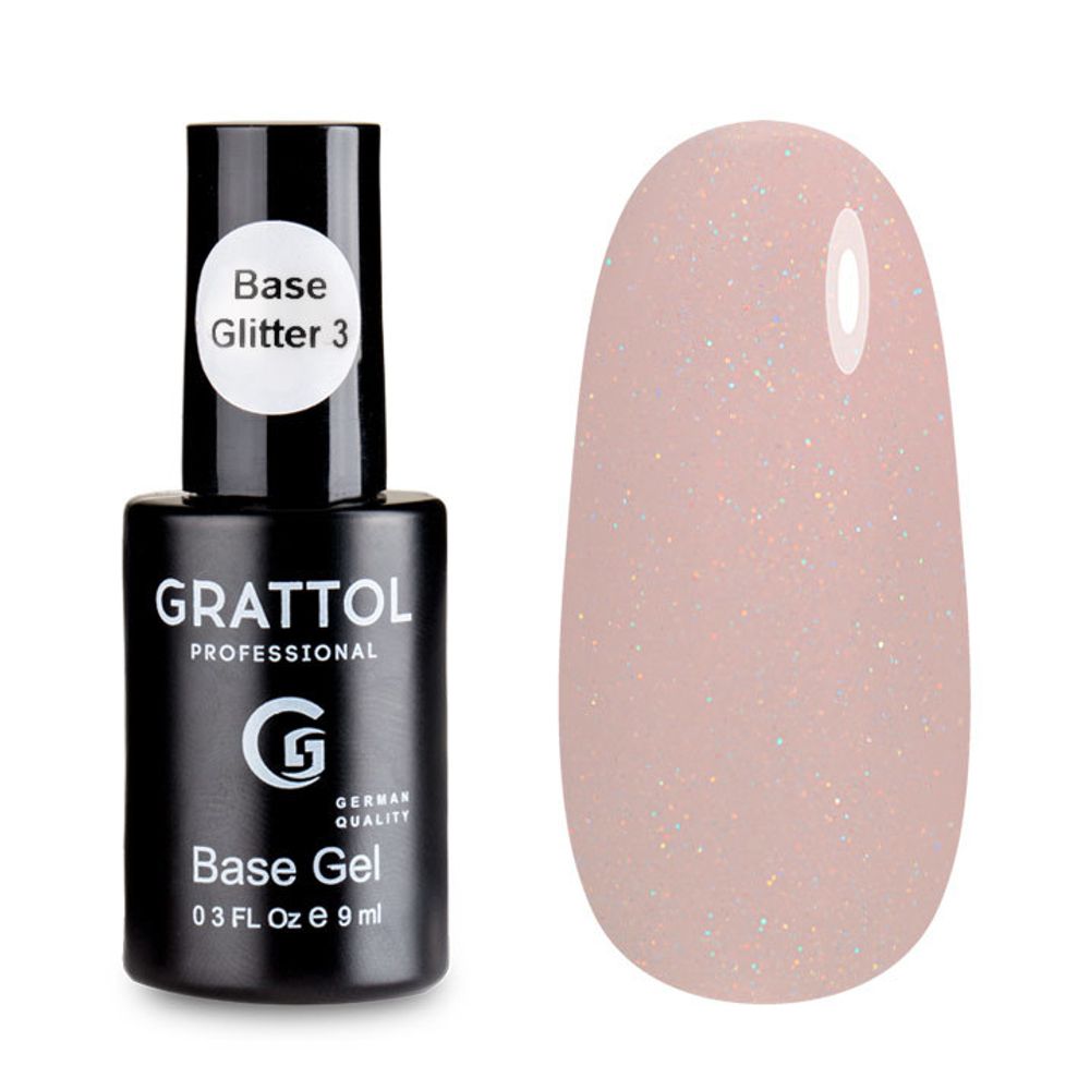 Grattol Base Rubber Glitter - База камуфлирующая 03, 9мл