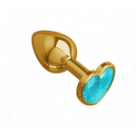 Золотая пробка с голубым кристаллом в форме сердца