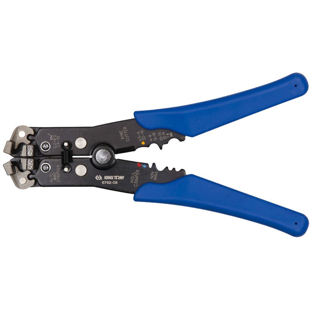 KING TONY (6762-08) Стриппер для зачистки, резки проводов и обжима изолированных клемм